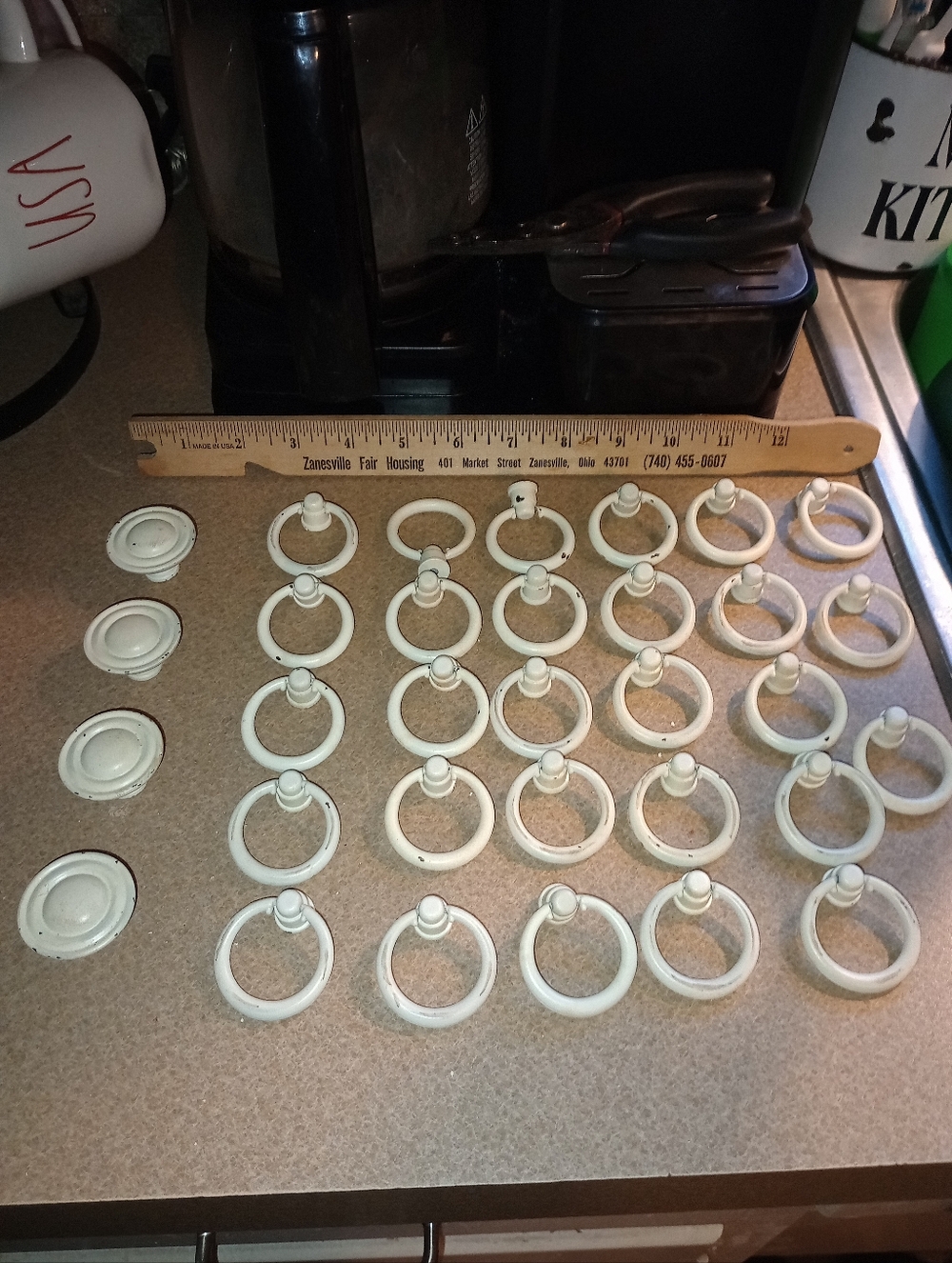 Vintage Cast Metal Cabinet And Drawers Hardware Set - 32 Pieces